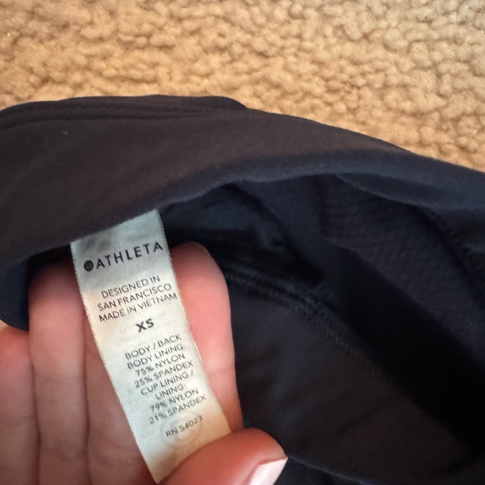 Athleta Navy Blur Racerback Sports Bra - Picture 3 of 3